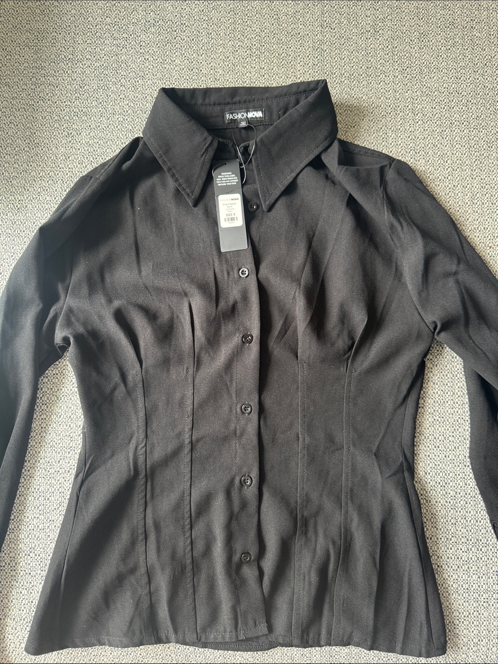 Fashion Nova Black Fitted Button-Front Blouse